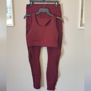 Red Leggings with Sleek Stretchy Fabric and Fitted Bodice